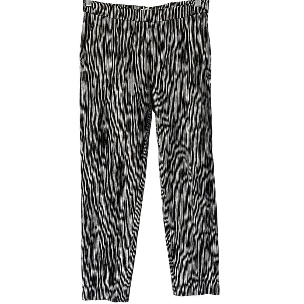 Max Mara Made in Italy Black White Striped Ankle Crop Pants Sz 8/10
